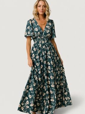 Baltic Born | Dresses | Baltic Born Bridget Textured Maxi Dress Rust  Smocked Surplice Side Slit Nwt 3x | Poshmark